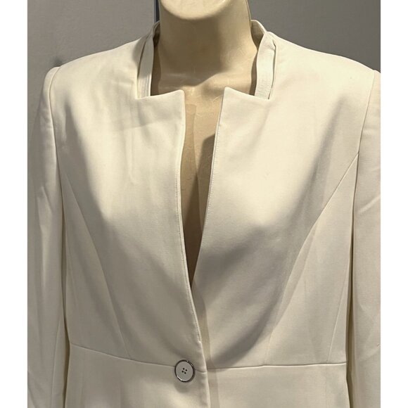 Elie Tahari White Cream One Button Pockets Blazer Jacket - Picture 4 of 14